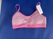 *FADED GLORY GIRLS PINK STRIPE CROP BRA SIZE S (6-6X) CAMI *ADJUSTABLE STRAPS