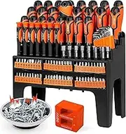 124-Piece Ultimate Screwdriver Set with Magnetic Tips & Racking, Premium Screw Driver Bits, Pricision Screwdrivers, Allen Keys, Nut Drivers, Magentic Tray and More