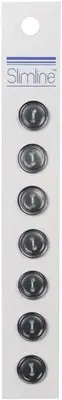 BERWICK Buttons Slimline, Black 4-Hole 1/2" 6/Pkg