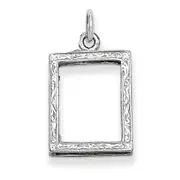14k White Gold Picture Frame Pendant