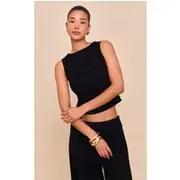 Black Longline Vest Top, Black