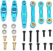 Aluminum Alloy Ball Bearing Crank Steering Set Upgrade Parts for Tamiya TT02 1/10 RC Car Blue