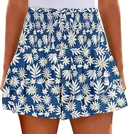 [Generic] Women Lounge Shorts Floral Print Compression Shorts Women's Elastic High Waisted Shorts Without Pockets Plus Size High Waist Flowy Ruffle Casual Cute Beach Short Pants for Dailywear Vacation Travel