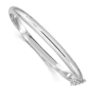Sterling Silver Rhodium-Plated 5mm W/Chain Hinged Bangle
