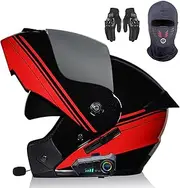 Bluetooth Modular Motorcycle Helmet, Motorcycle Helmet DOT/ECE Approved Full Face Flip Anti-Fog Dual Visor Helmet with Microphone for Adults