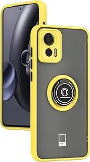 Compatible with Motorola Edge 30 Neo 5G Bracket Phone Case,Compatible with Motorola Edge 30 Lite [Car Mount Magnetic Stand] [PC+TPU] Anti-Drop Yellow