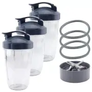 3 Pack 24 oz Cup, To-Go Lids, Extractor Blade & 3 Gaskets for NutriBullet NB-101