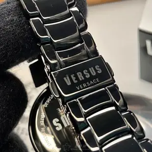 VERSUS VERSACE手錶, 女錶 40mm 黑圓形精鋼錶殼 黑色簡約,中二針顯示,施華洛世奇水鑽錶面款 VV00070