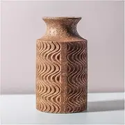 Flower Vase Wave Pattern Ceramic Vases Decorative Vintage Farmhouse Decor Fall Decorations for Home Art Home Decor Living Room Vase for Centerpieces, Kitchen, Office (Color : Brown)