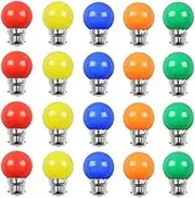 Colored Ball Bulb, LED Colored Bulbs B22 Bayonet Lighting Bulb Multicoloured Mini Ball Bulbs 20PCS, B22 Bayonet Light Bulb