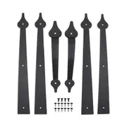 Garage Door Hardware Kit Decorative Carriage House Accents Black Steel Dummy Hinges Handles Screw Mount Barn Decor Set