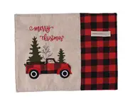 P03 2PCS Christmas Red Plaid Knitted Cloth Placemat Table Mat Tree Car Table Cloth Table Mat Home Decoration Products