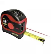 General Tools, 2-in-1 65 Foot Laser Tape Measure with Digital Display, Red