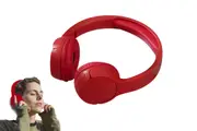Wireless Bluetooth Headphones Foldable Over Ear HIFI Stereo Headset for Travel School-Red
