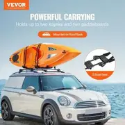Kayak Roof Rack 1 Pair J-Bar, Soft Roof Rack, Top Mount Tie Down, Carrier for kayak, Surf Board, Canoe, SUP, Ski Board, Mount on Car, SUV, Truck, 2 Kayaks