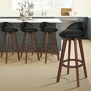 ALFORDSON 4 X Swivel Bar Stools Wooden Kitchen Barstools Dining Chair Counter Stool Chair with Footrest for Home Bar Dining Room, Black Brown