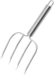 BEBEMOKO Stainless Steel BBQ Fork Portable Meat Grilling Tool for Outdoor Camping Bonfire and Picnics Long Handle Barbecue Skewers for Easy Roasting of Vegetables and Meat