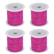 4 Rolls Nylon String Cord 45 Yards 0.4mm Beading Satin String, Rose Red