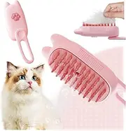 Steamy Cat Brush Cat Steam Brush 3 in 1 Cat Steam Brush for Massage Detangling and Hair Removal Cat Grooming Brush For cats and dogs (pink)