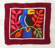 8½ x 7½" Hand-stitched Toucan Applique, unframed — 1000s of tiny stitches