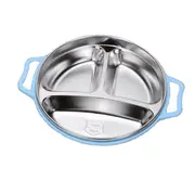 2Pcs Stainless Steel Children Tableware Baby Creative Dinner Plate Separation Training Dinnerware Set Feeding Bowl Bowls & Plates