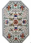 4'x3' Marble Dining Table Top Console Table Mosaic Marquetry Interior Home Decor