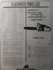McCulloch Chainsaw Super 610 PRO MAC 605 610 650 Eager Beaver 3.7 Parts Manual