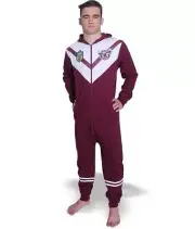 MANLY SEA EAGLES NRL TEAM LOGO YOUTH FOOTYSUIT FULL LENGTH ONE PIECE PYJAMAS
