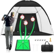 Golf Net, 10X7Ft Golf Hitting Net with Golf Swing Mat, Golf Practice Net for Bac