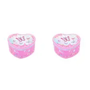 2x Gibson Gifts Girls Butterfly Heart Musical Jewelry Box Organiser 8x15cm