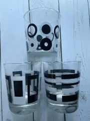 IKEA 6 Godis Black White Geometric Low Ball Rocks Glasses Barware Henrik Preutz