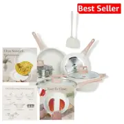 Elegant Beige Nonstick 10-Piece Cookware Set - Induction Ready & Dishwasher Safe