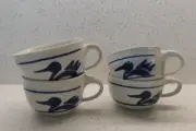 NEW Studio Pottery Mugs Ducks Set of 4 Signed