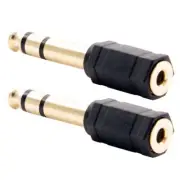 2x 3.5mm 1/8" Female to 6.35mm 1/4" TRS Male Stereo Audio Adapter Headphone Gold