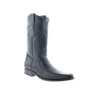 Los Altos Square Toe Teju Lizard Mens Black Wide Cowboy Western Boots 6