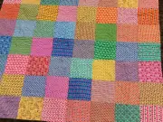 Cozy Country Patchwork Multi - Color FINISHED QUILT queen size scrap quilt