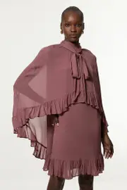Tall Viscose Georgette Cape Woven Mini Dress