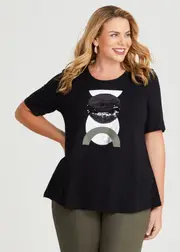 [TS] Taking Shape Natural Rippon Top Size 20 in Black, Viscose - Plus Size Women's Clothing Black