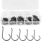 75pcs/Box Offset Circle Hooks Assortment High Carbon Steel Fishing Hooks BBZY