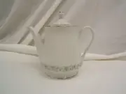 Mikasa Coffee/Teapot G 9059 White With Green & White Floral Border VGC
