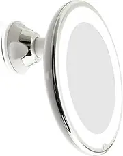 JiBen LED Lighted 10X Magnifying Makeup Mirror with Power Locking Suction Cup, Bright Diffused Light and 360 Degree Rotating Adjustable Arm, Portable Cordless Home and Travel Bathroom Vanity Mirror
