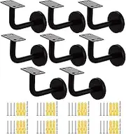AKOLAFE Pack of 8 Handrail Brackets, Stainless Steel, Straight Railing, Outdoor Handrail Bracket, Black Roubst Bracket for Handrail, Silvery Stair Railing, Indoor Shwerbelast Wall Bracket, Flat (60 x