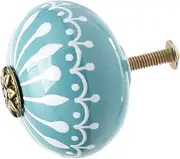 Ceramic Knob,Cabinet,Furniture Pull Handles,Door Pull,Drawer Pull Handle,Ceramic Knobs Drawer Round Pull Handle Furniture Door Cabinet Cupboard Wardrobe Dresser Door Replacement Blue (Color : Blue)