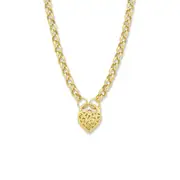 9kt Yellow Silver Infused Padlock Necklace 45cm