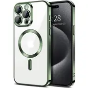 For Apple iPhone 16 Pro MagSafe Magnetic Case with HaloLock Shockproof Protective Electroplating Clear Cover (Green)