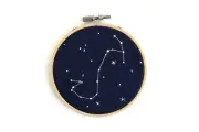 Handmade 4" Embroidered Hoop Design of the Scorpius or Scorpio Constellation