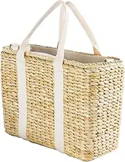 Daytani Insulated Beach Cooler Bag, Leak Proof, Premium Quality Corn Husk, Beach Bag, Pool Bag, Tote Bag, Straw, Rattan, Gifts for Women, Picnic Basket, Wedding Gifts, Lunch, Natural/Beige, 15in W x