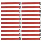 20pcs Hook and Loop Straps, 3/4-inch x 18-inch Securing Straps Cable Tie (Red)