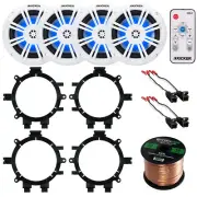 4x Kicker 6.5" 150 Watt RGB LED Speaker, LED Controller, Harness, Adaptors, Wire (for: Chevrolet)