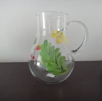 Crystal Clear Hand-Painted 10" Glass Pitcher